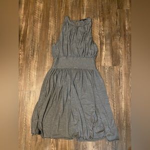 Banana Republic Katey Pleated Grey Silk Halter Dress